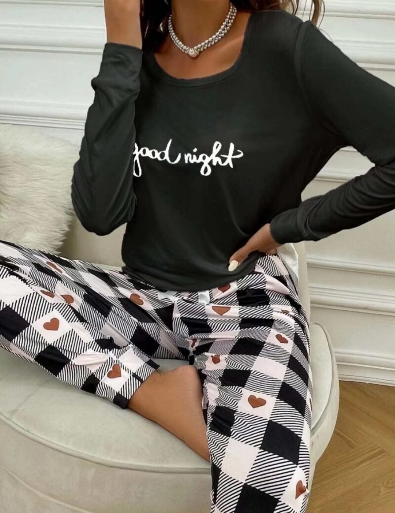 PIJAMA FEMININO C/ CALÇA XADREZ E MANGA LONGA GOOD NIGHT